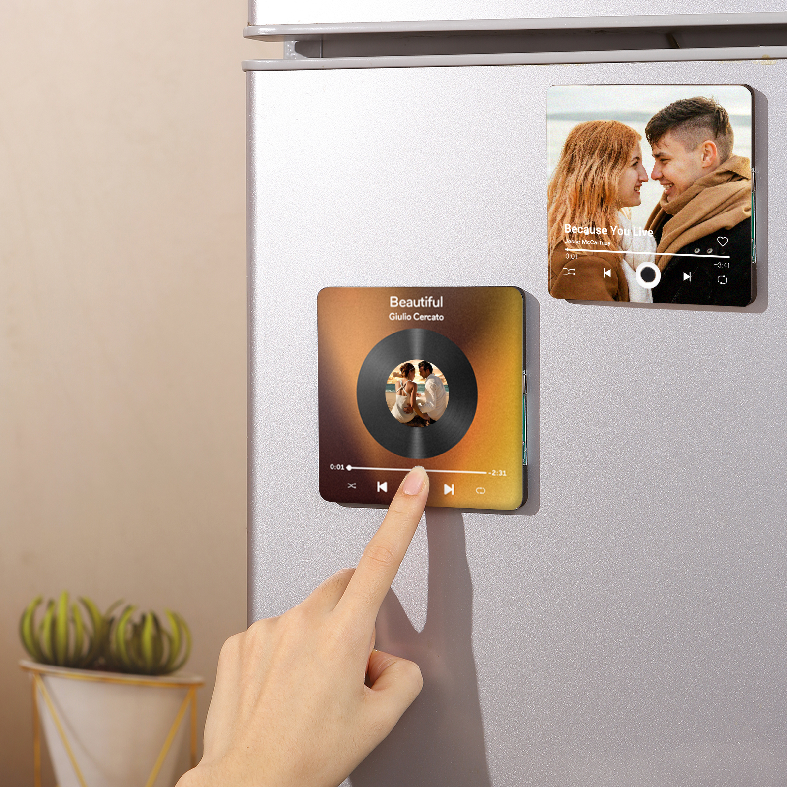 Personalised Music Fridge Magnets That Play Songs Customised Album Music Magnets for Fridge with Photo Christmas Valentine's Day Gifts for Couples