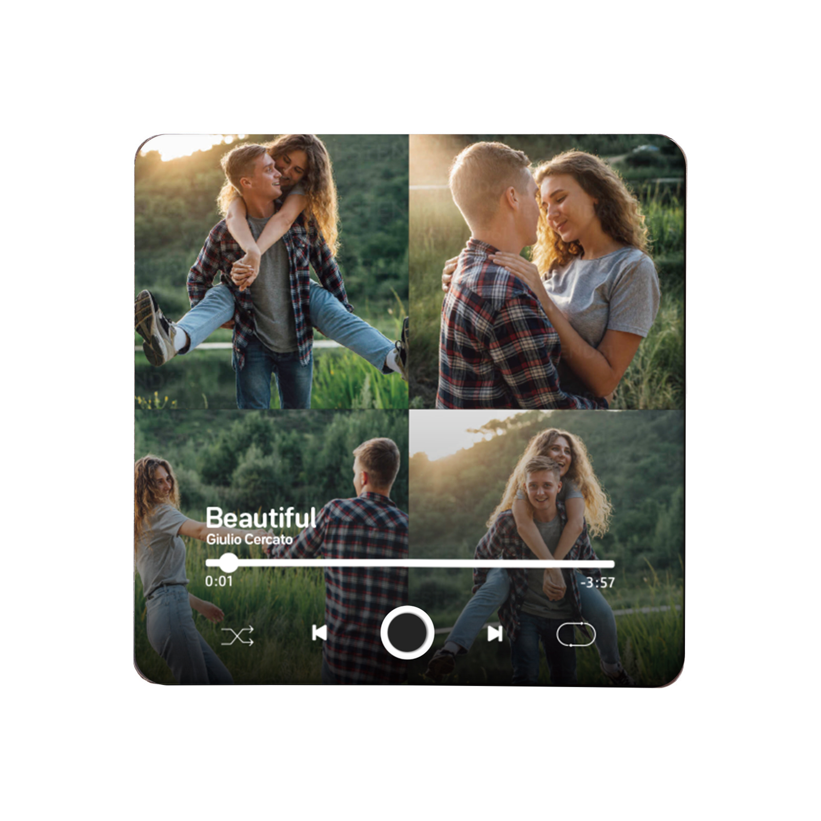 Personalised Music Fridge Magnets with 4 Photos  Custom Gift for Couples with Photos and Song