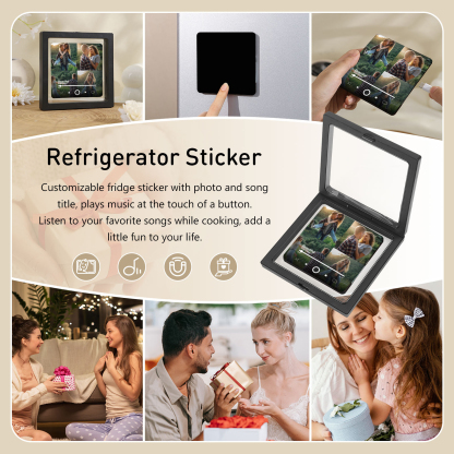 Personalised Music Fridge Magnets with 4 Photos  Custom Gift for Couples with Photos and Song