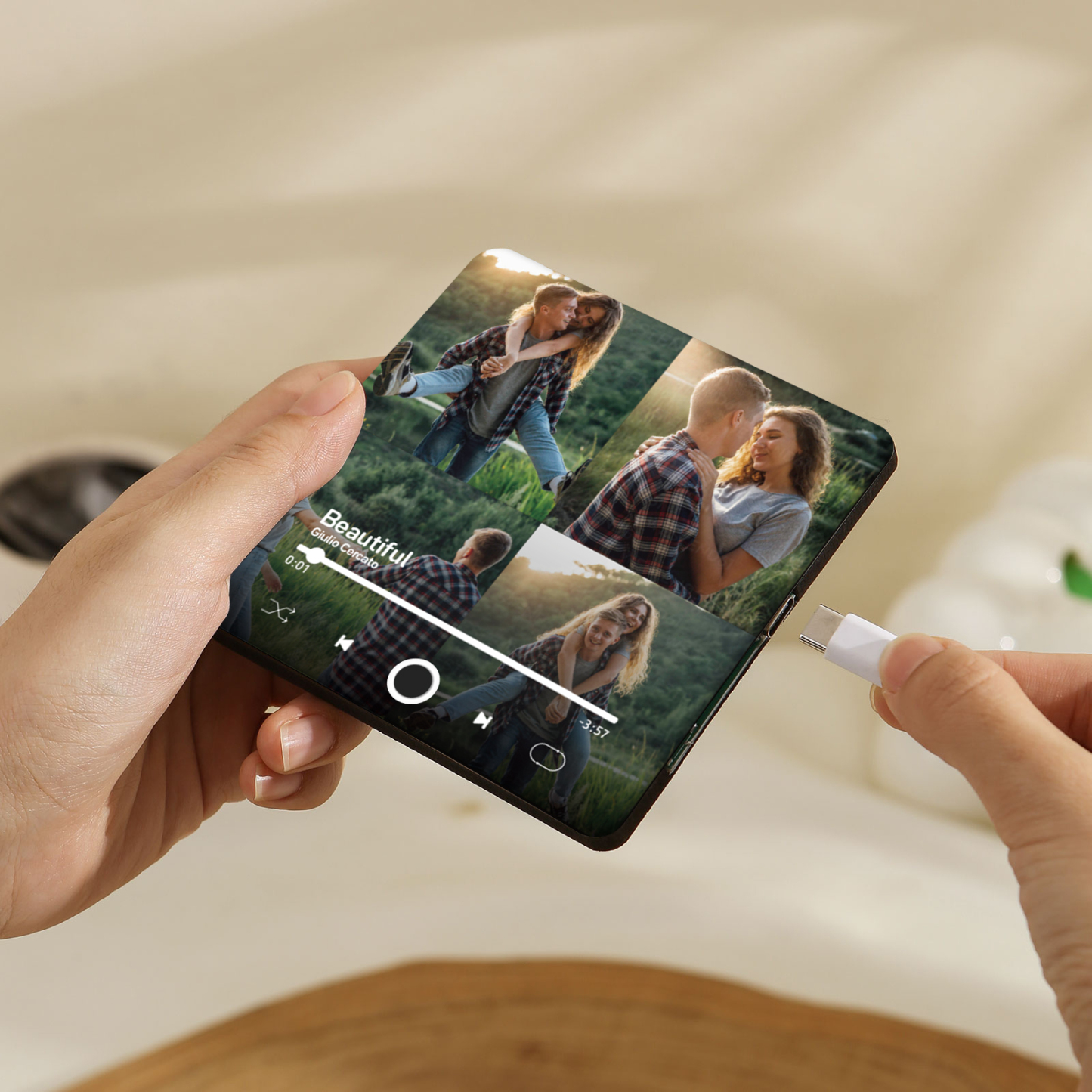 Personalised Music Fridge Magnets with 4 Photos  Custom Gift for Couples with Photos and Song