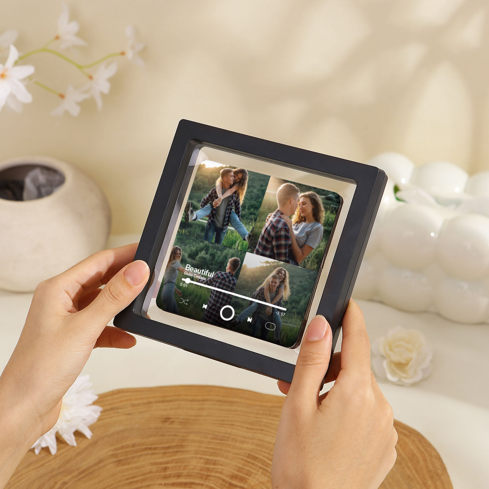 Personalised Music Fridge Magnets with 4 Photos  Custom Gift for Couples with Photos and Song