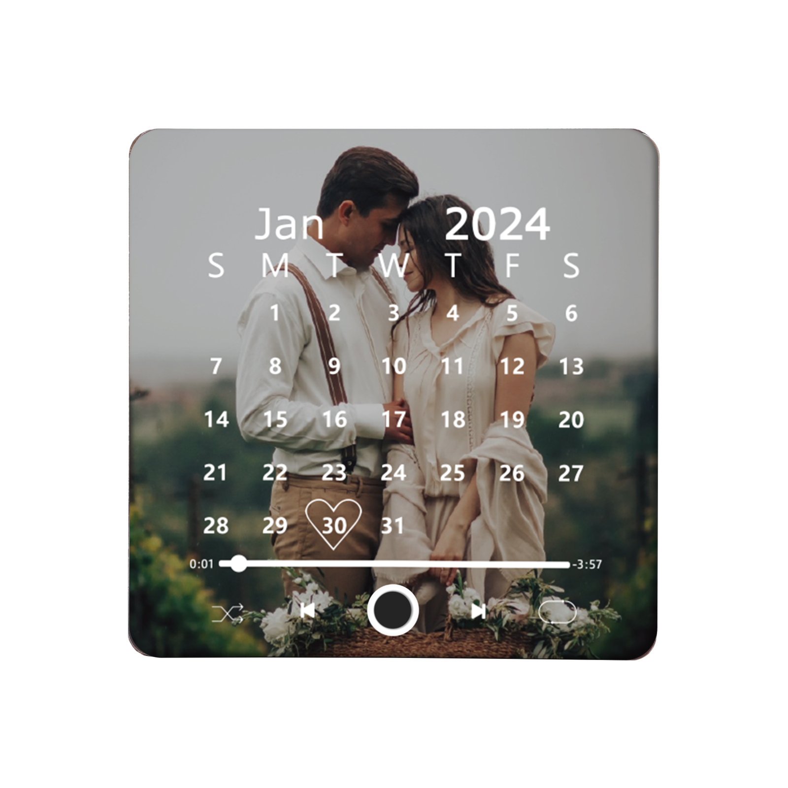 Personalised Music Fridge Magnet with 1 Photo & 1 Date – Custom Gift for Couples
