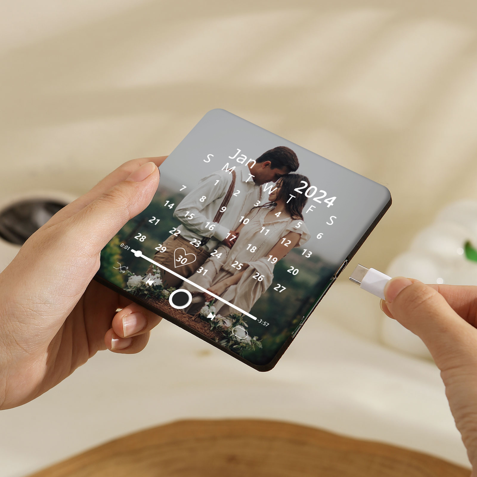 Personalised Music Fridge Magnet with 1 Photo & 1 Date – Custom Gift for Couples