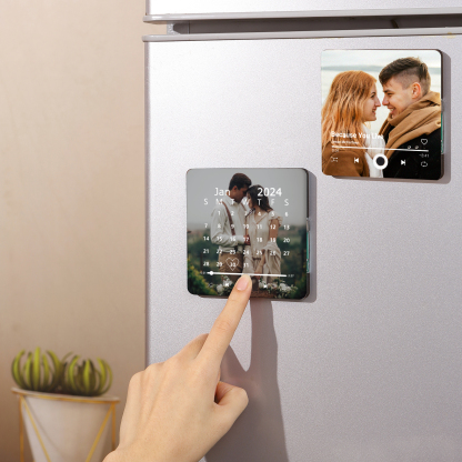 Personalised Music Fridge Magnet with 1 Photo & 1 Date – Custom Gift for Couples