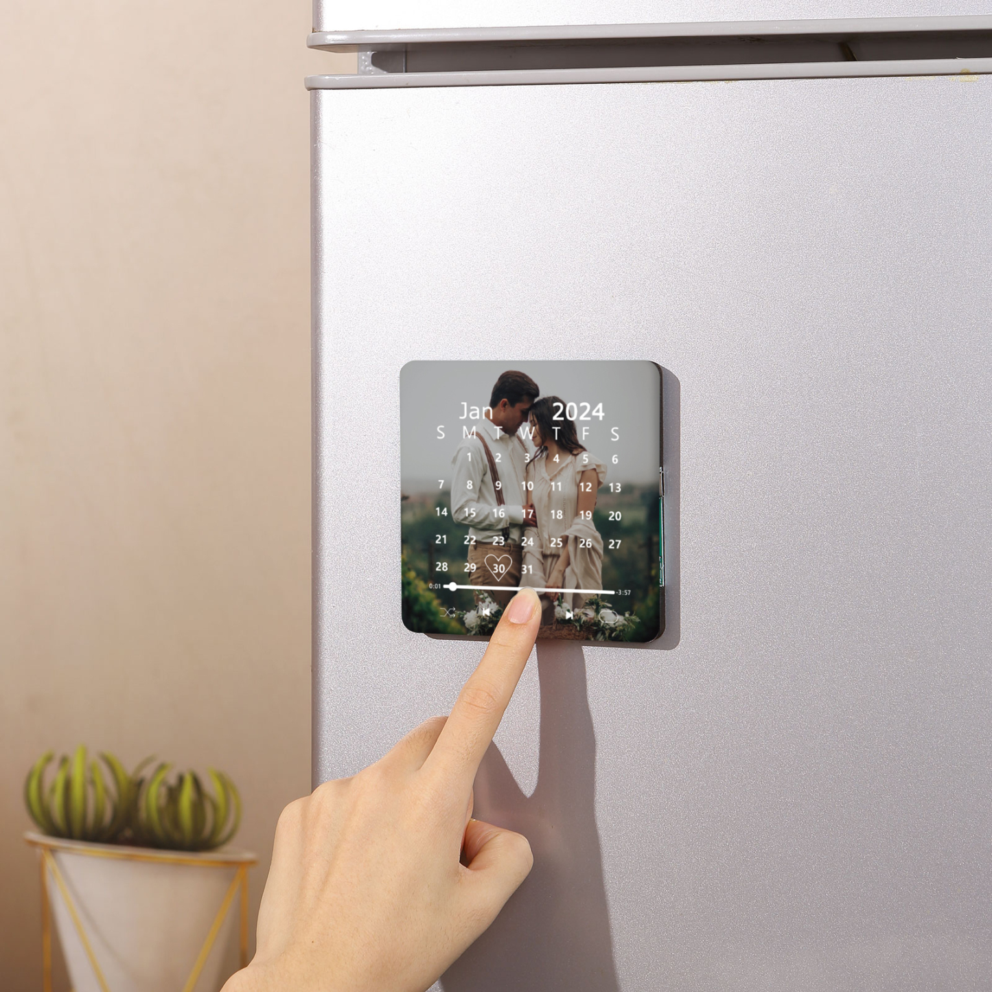 Personalised Music Fridge Magnet with 1 Photo & 1 Date – Custom Gift for Couples