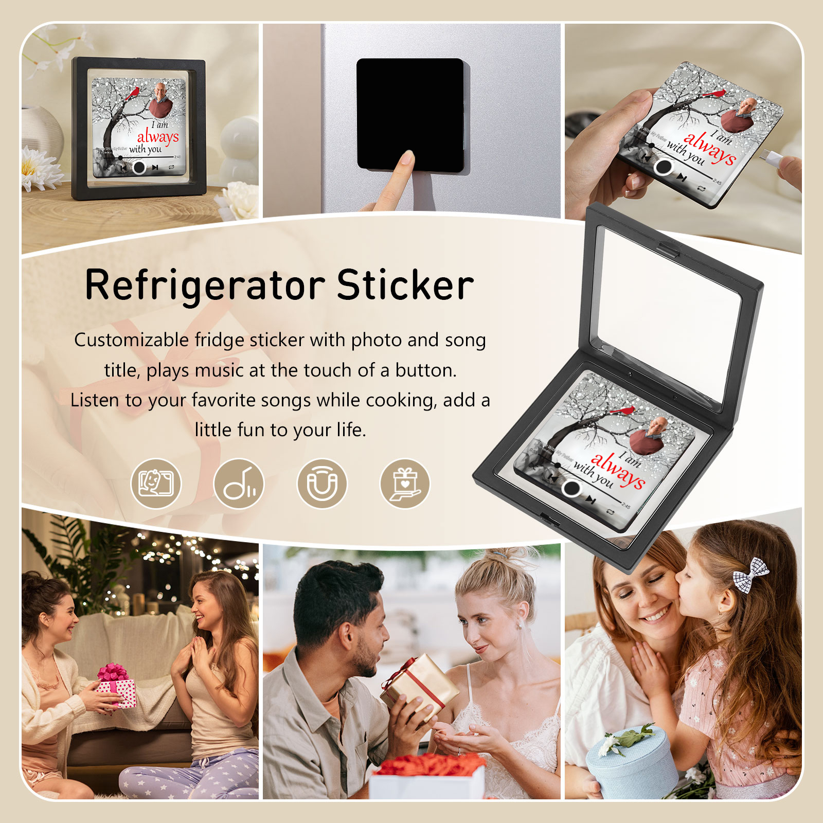 Personalised Memorial Fridge Magnet In Loving Memory Cardinal & Tree of Life Designs with Photo & Custom Text