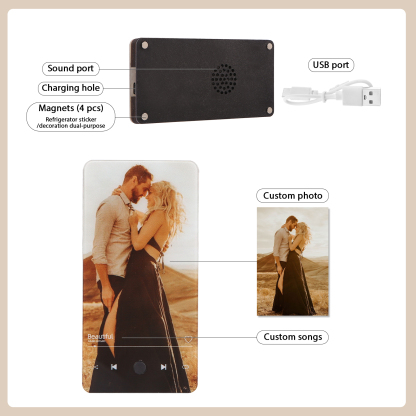 Personalised Fridge Magnet with Music Custom Photo & Song Valentine’s Day Gift for Couples