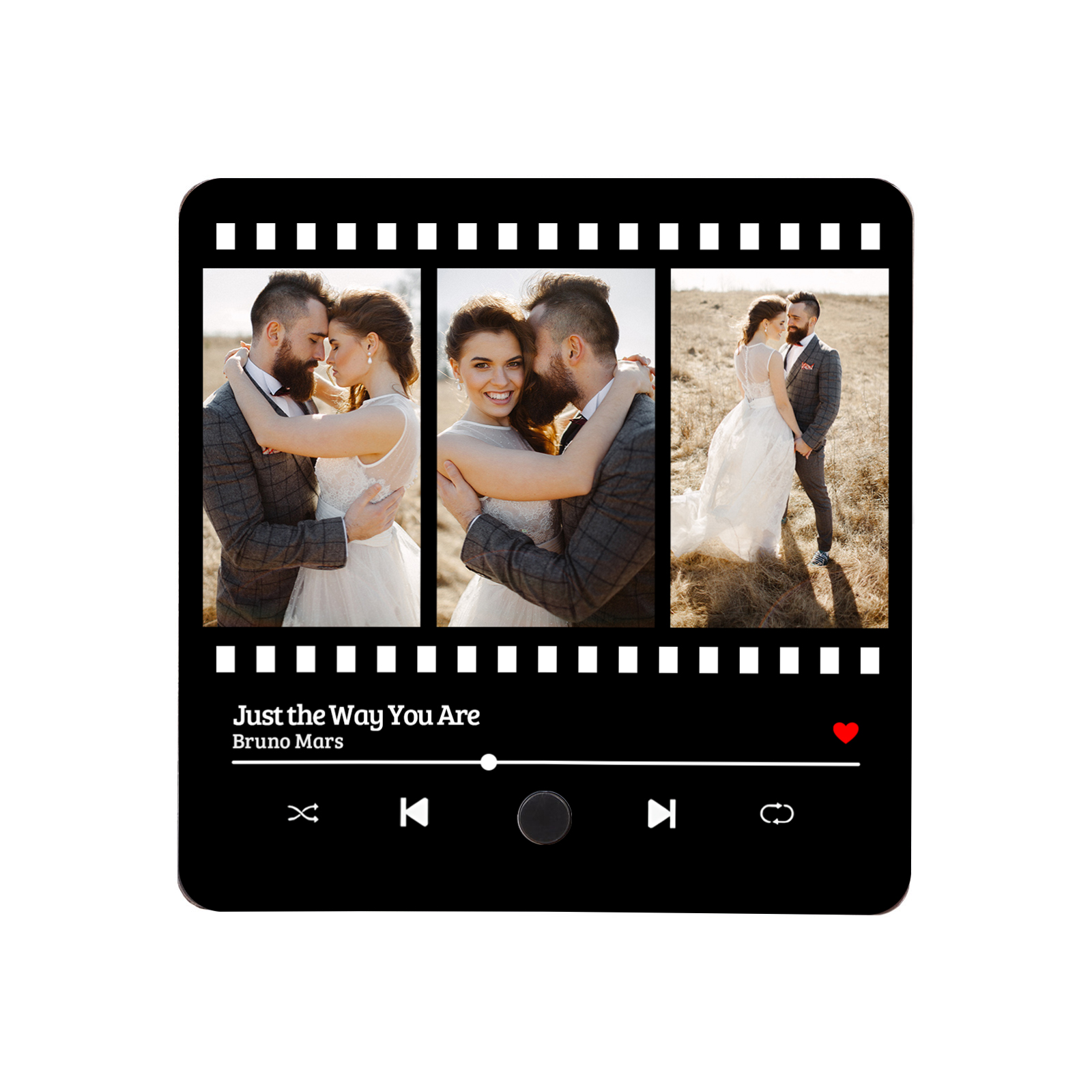 Personalised Music Fridge Magnet 3 Photos and Song Gift for Couple