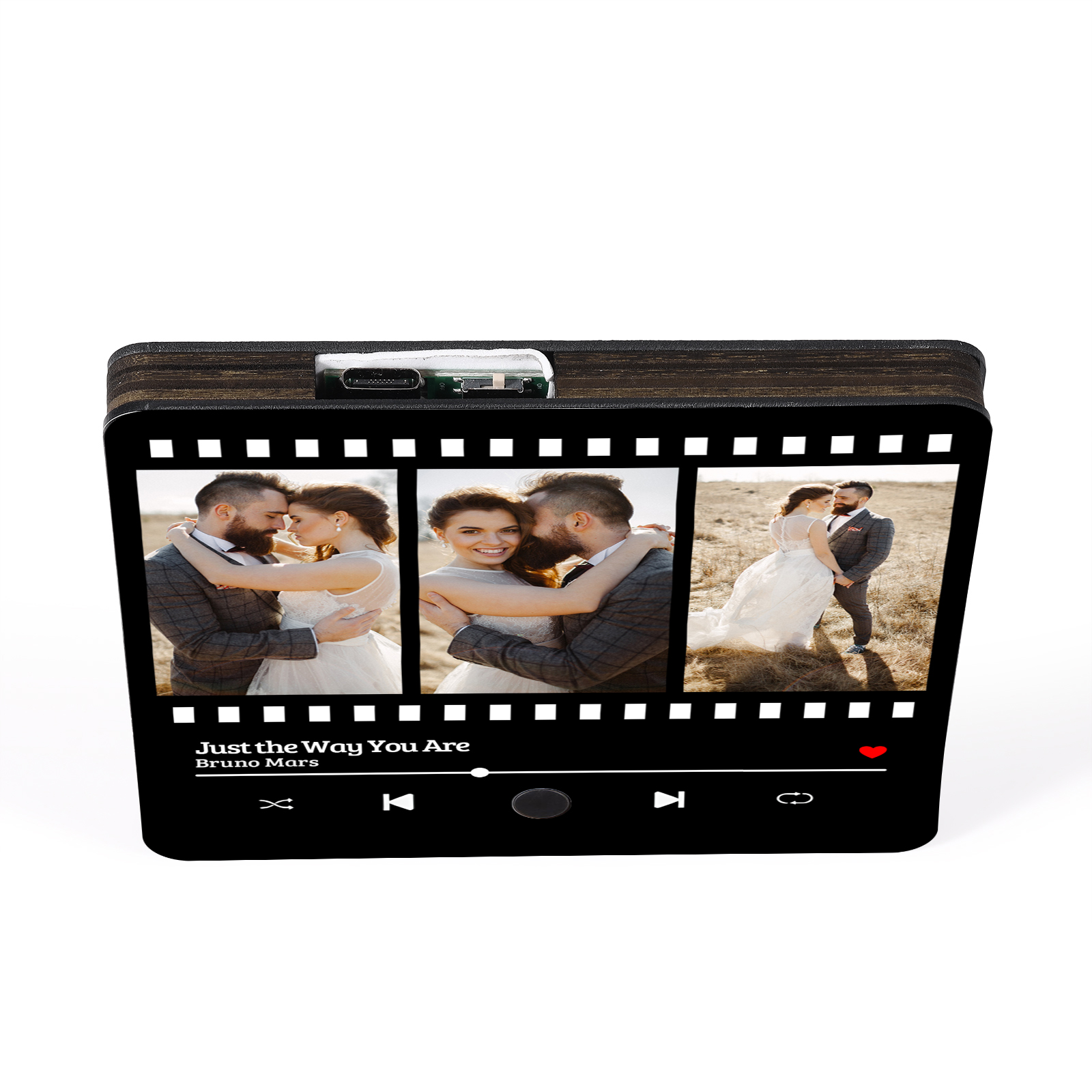 Personalised Music Fridge Magnet 3 Photos and Song Gift for Couple