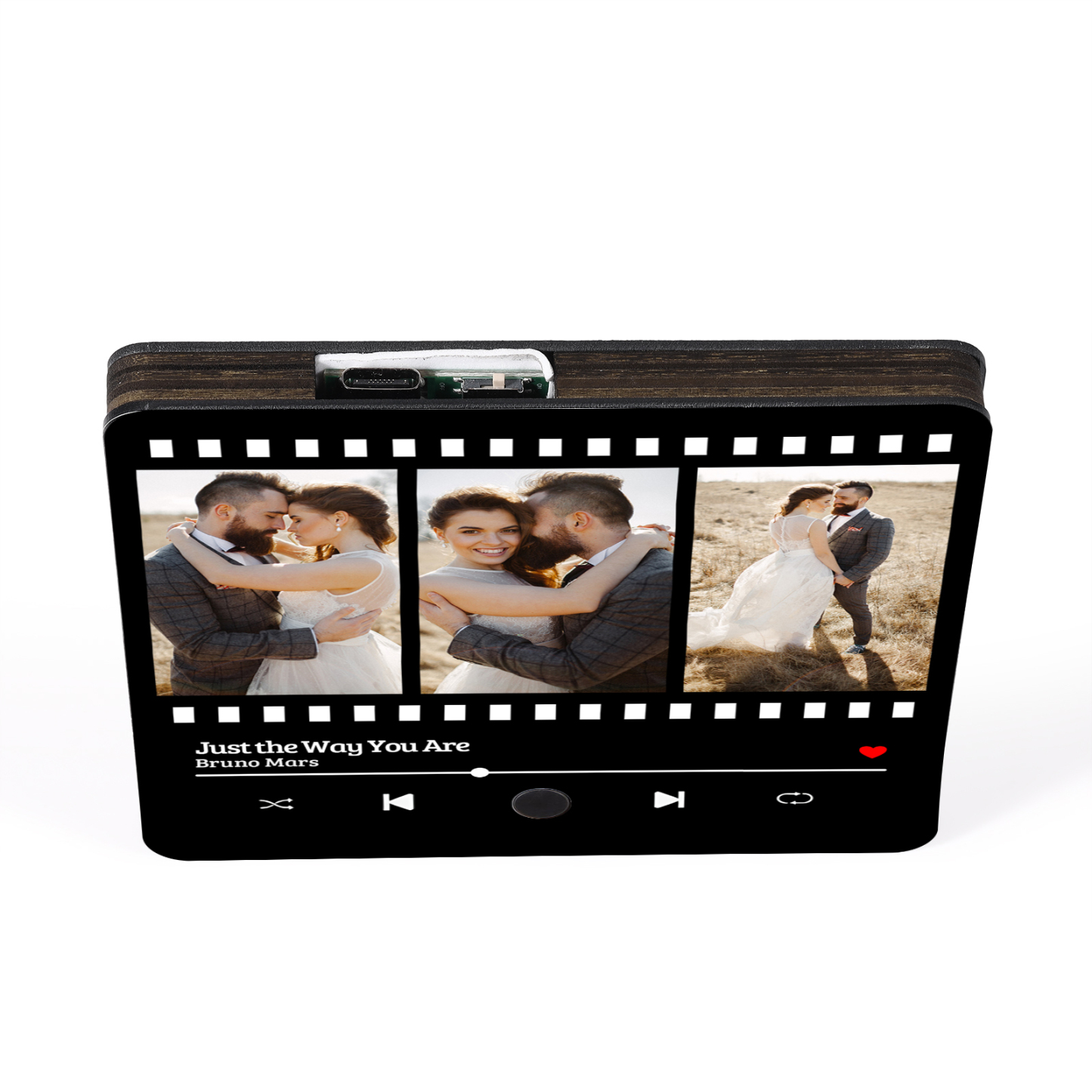 Personalised Music Fridge Magnet 3 Photos and Song Gift for Couple