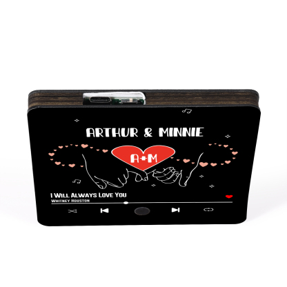 Personalised Music Fridge Magnet Infinity and Pinky Promise Custom 2 Names and Letters Gift for Couple