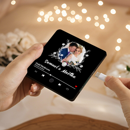 Personalised Music Fridge Magnet 2 Names and 1 Photo Gift for Couple