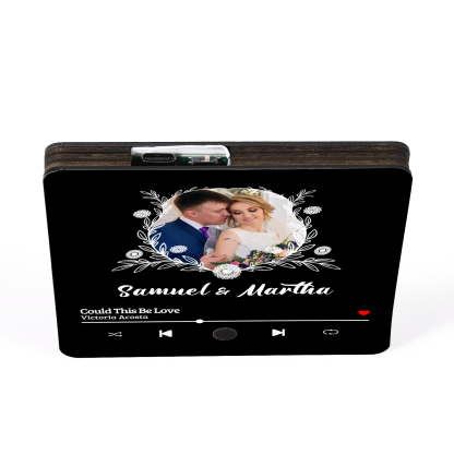 Personalised Music Fridge Magnet 2 Names and 1 Photo Gift for Couple