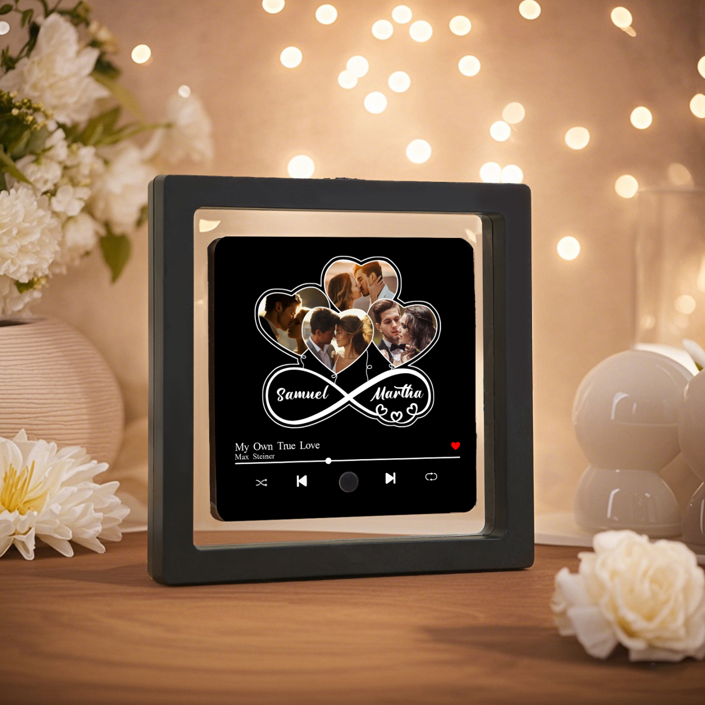 Personalised Music Fridge Magnet Infinity Heart Shaped Photo Gift for Couple