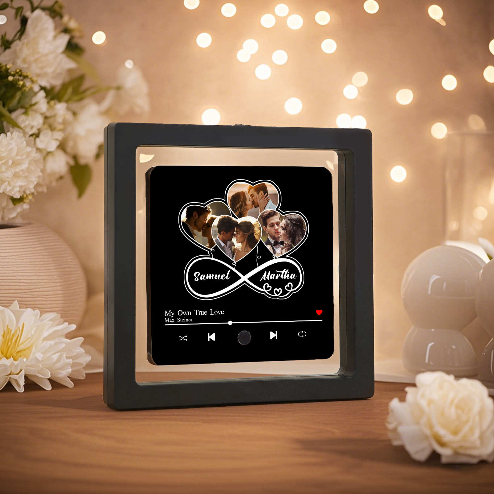 Personalised Music Fridge Magnet Infinity Heart Shaped Photo Gift for Couple