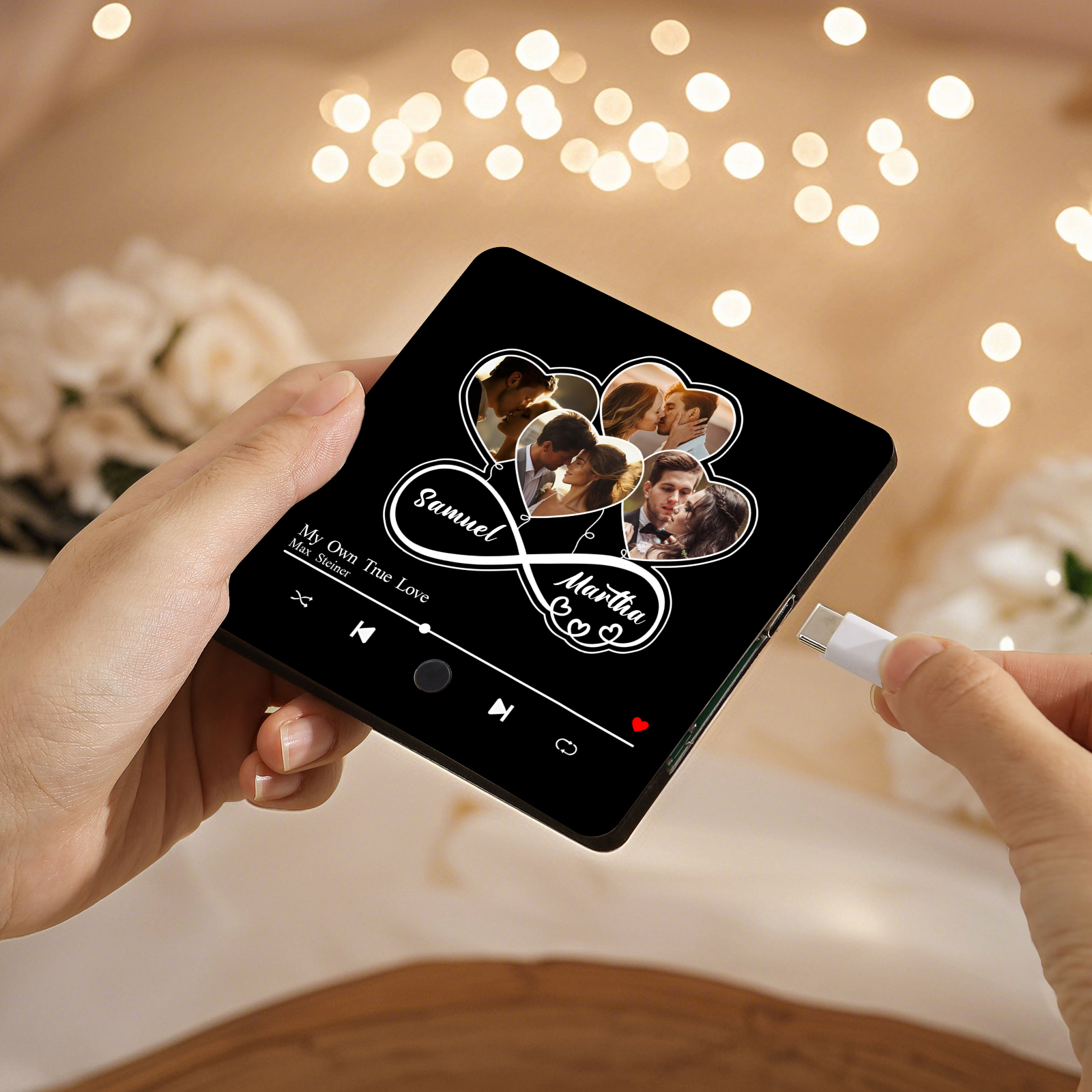 Personalised Music Fridge Magnet Infinity Heart Shaped Photo Gift for Couple