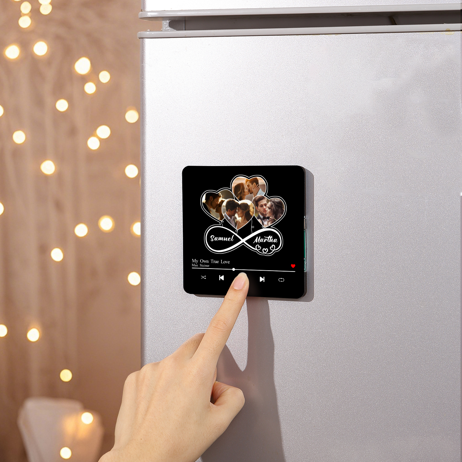 Personalised Music Fridge Magnet Infinity Heart Shaped Photo Gift for Couple