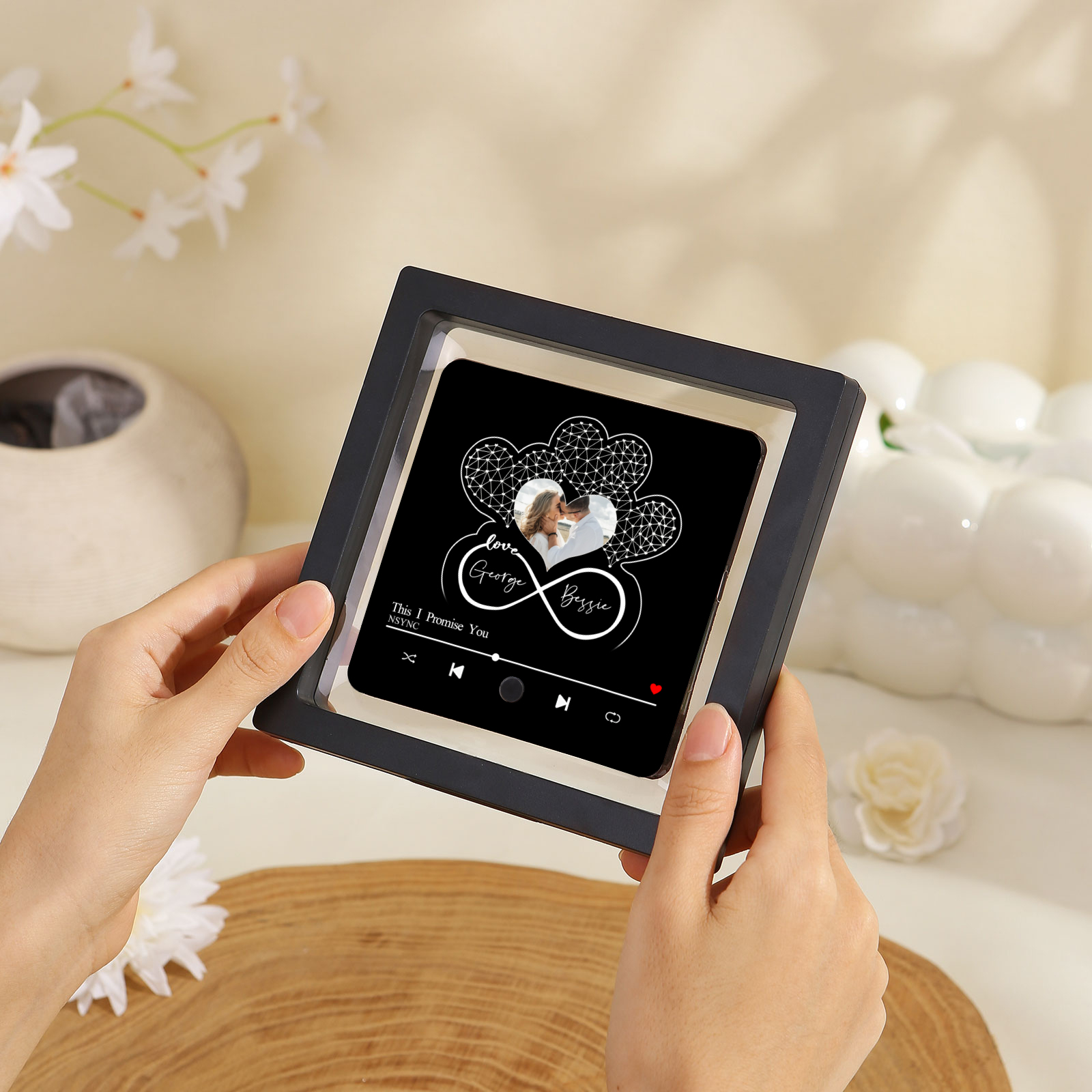 Infinity Heart Shaped Photo Personalised Music Fridge Magnet Gift for Couple