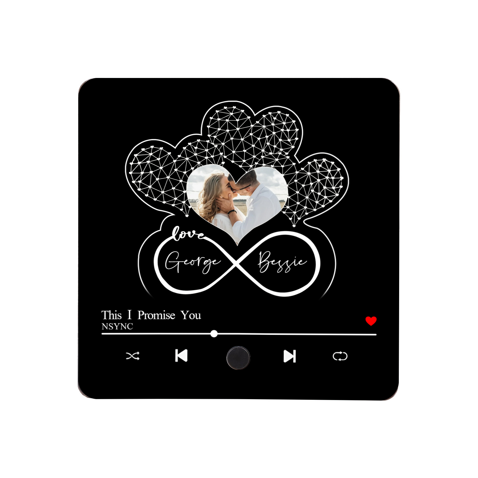 Infinity Heart Shaped Photo Personalised Music Fridge Magnet Gift for Couple