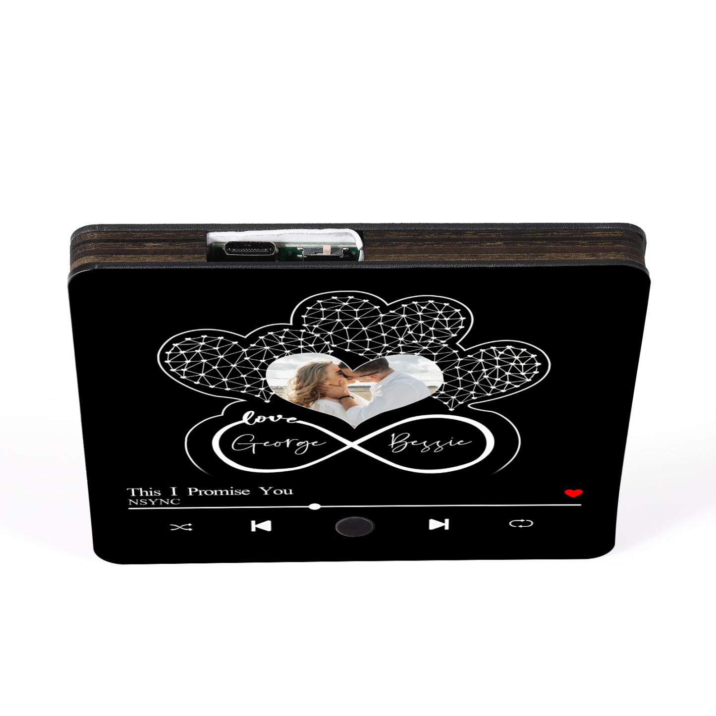 Infinity Heart Shaped Photo Personalised Music Fridge Magnet Gift for Couple