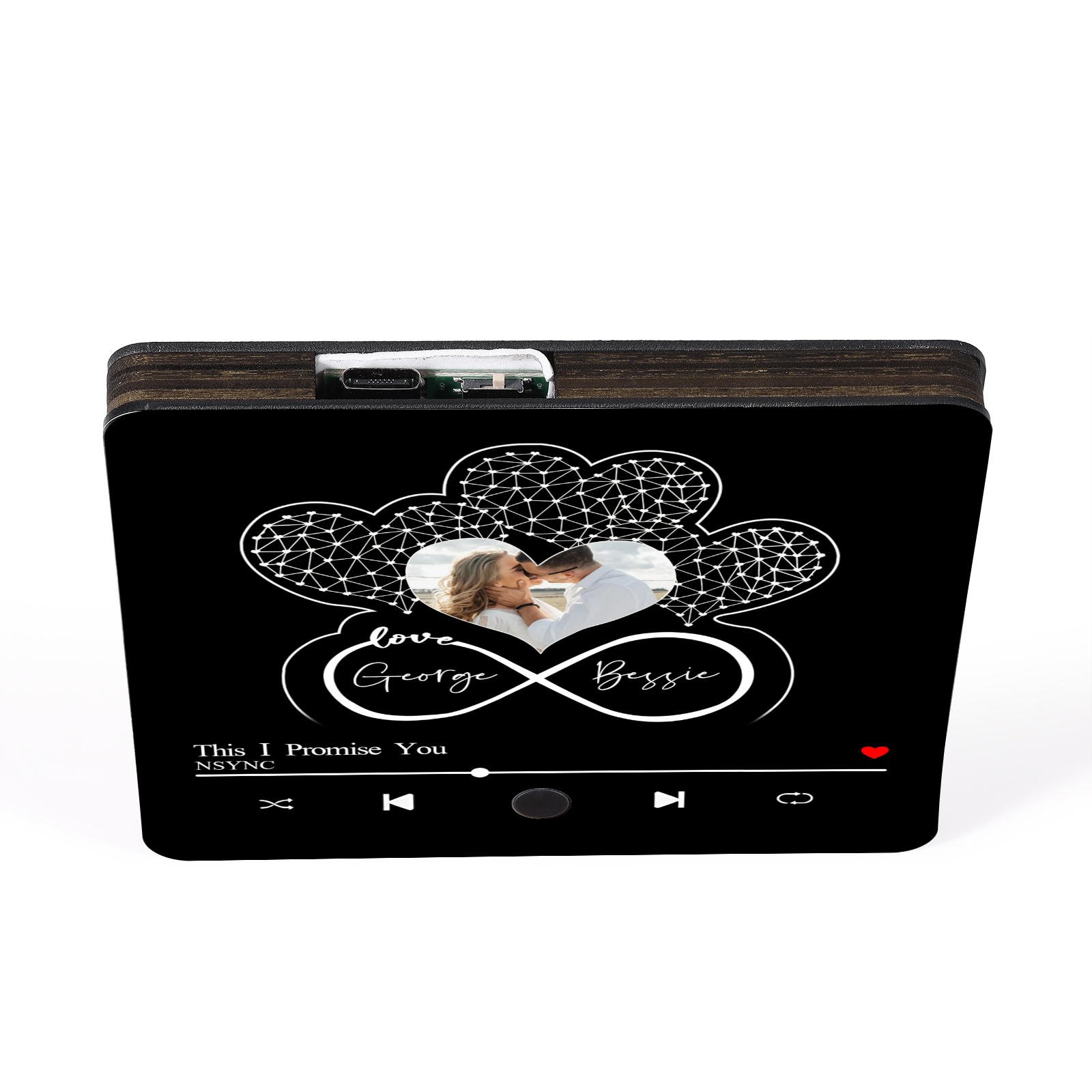 Infinity Heart Shaped Photo Personalised Music Fridge Magnet Gift for Couple