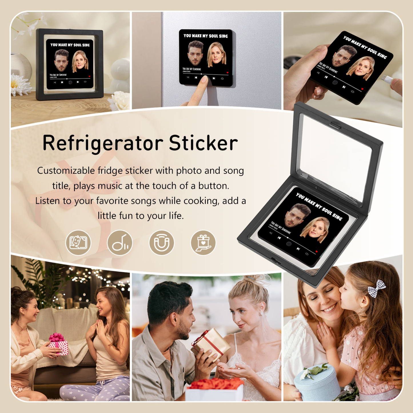 Personalised Music Fridge Magnet You Make My Soul Sing Gift for Couple