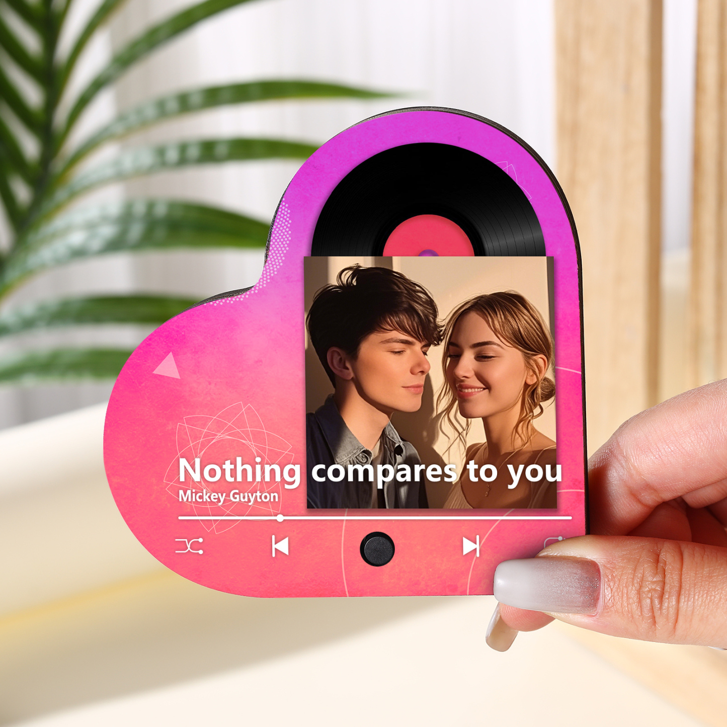 Personalised Music Player with Photo Gradient Heart Shaped Fridge Magnet Gift for Couple