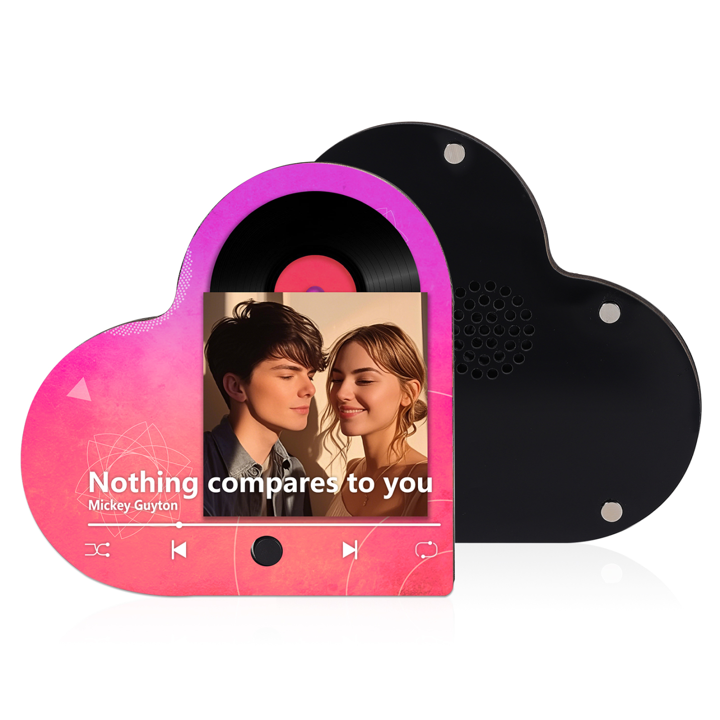 Personalised Music Player with Photo Gradient Heart Shaped Fridge Magnet Gift for Couple