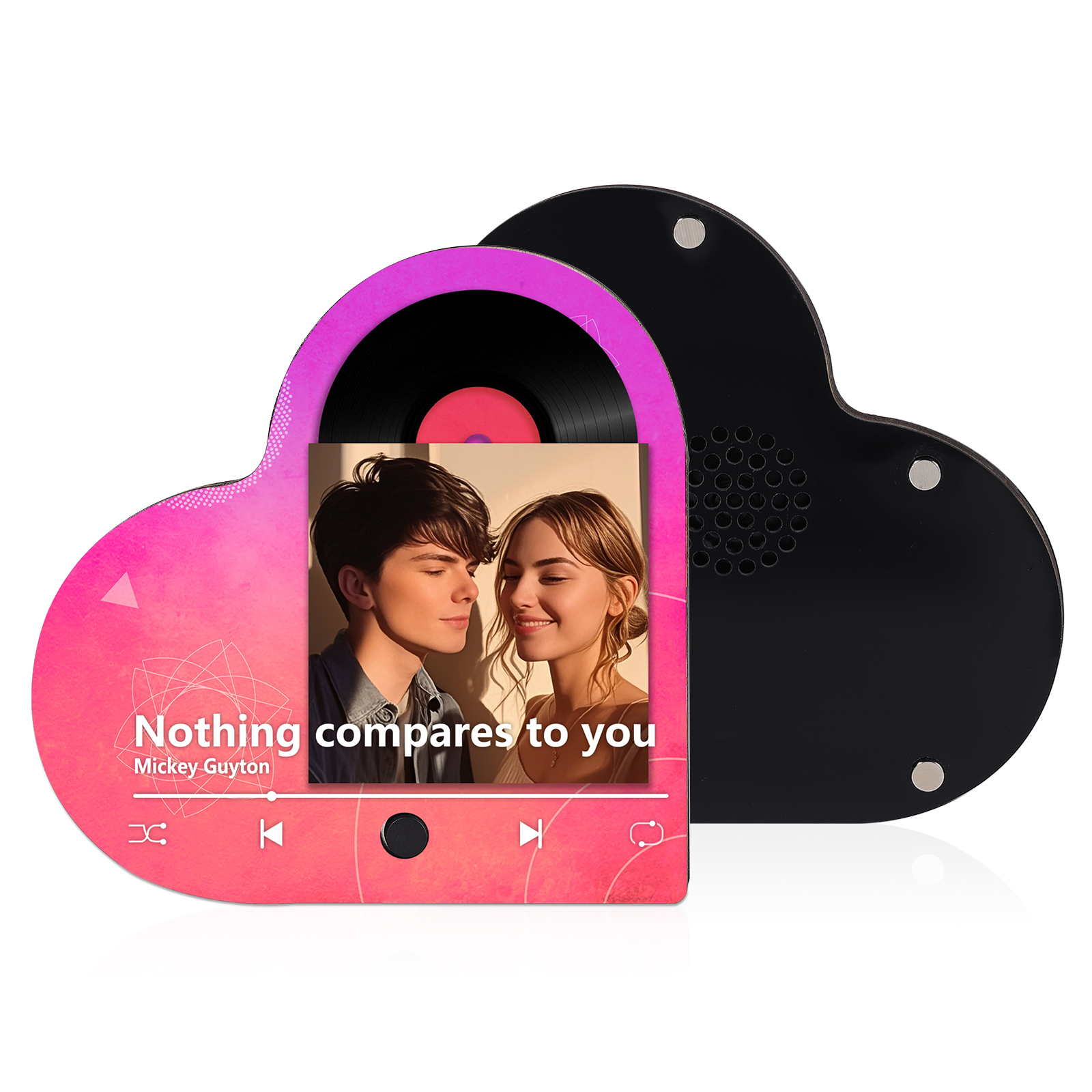 Personalised Music Player with Photo Gradient Heart Shaped Fridge Magnet Gift for Couple