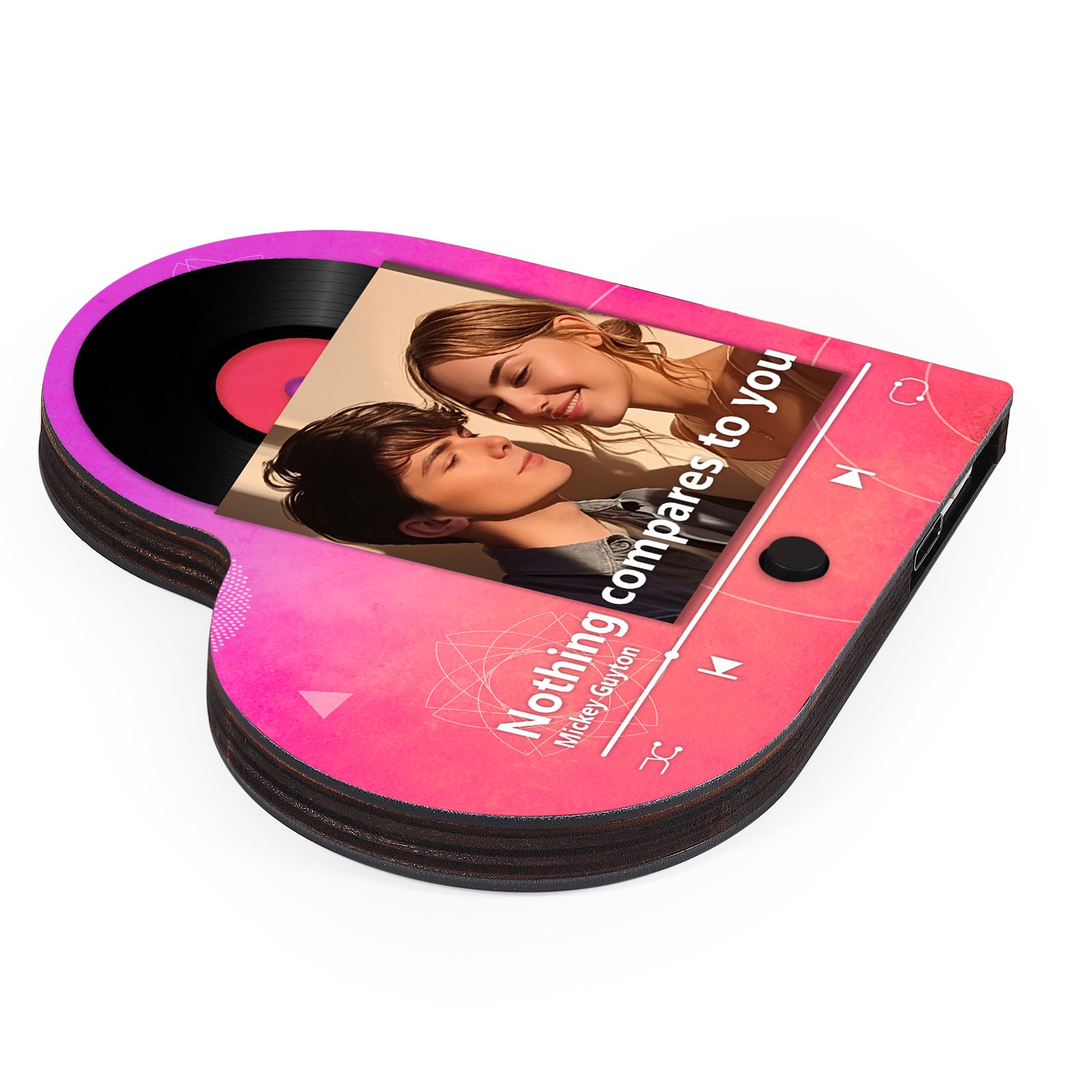 Personalised Music Player with Photo Gradient Heart Shaped Fridge Magnet Gift for Couple
