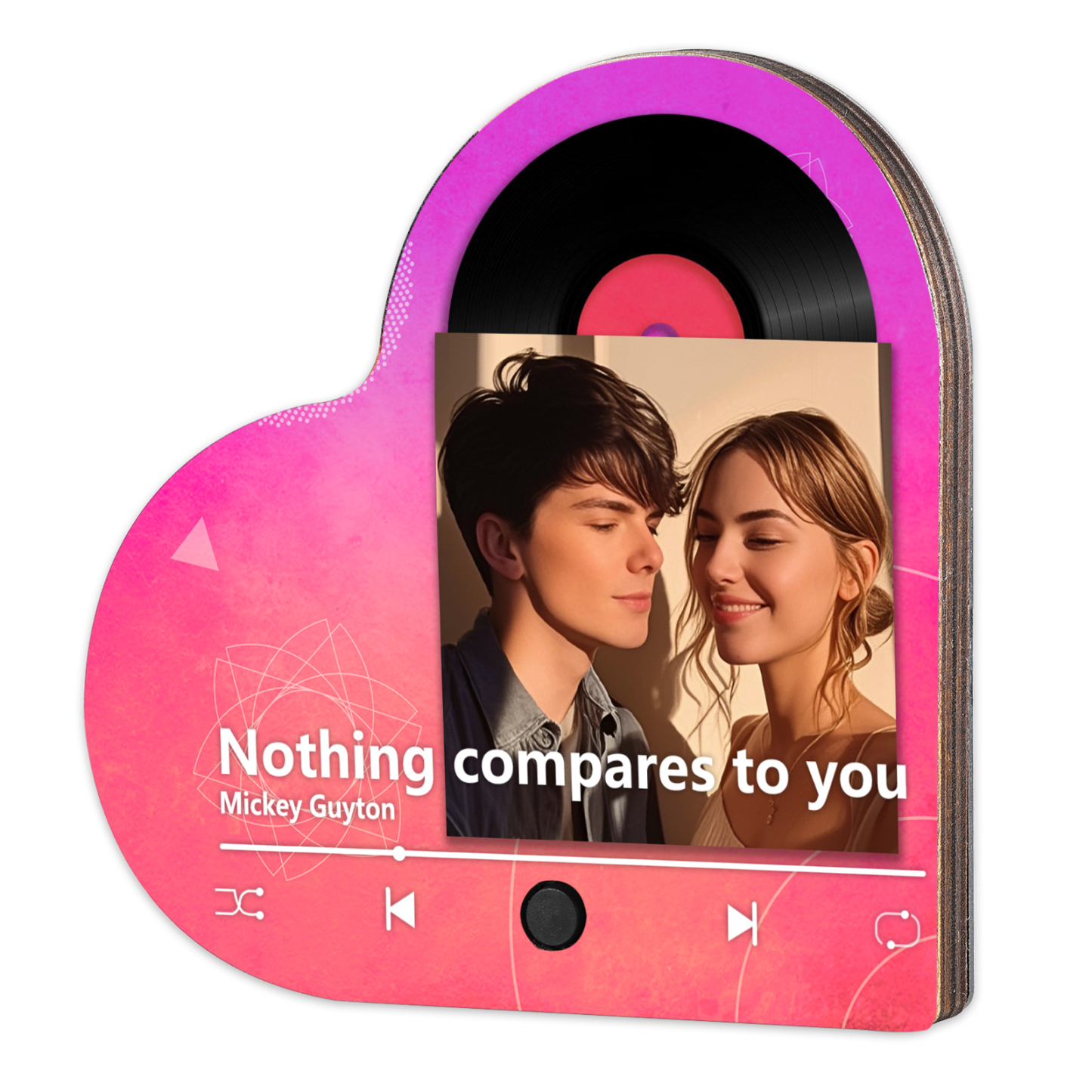 Personalised Music Player with Photo Gradient Heart Shaped Fridge Magnet Gift for Couple