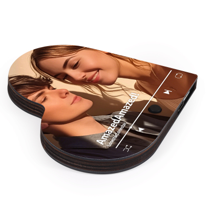 Personalised Music Player with Photo Heart Shaped Custom Fridge Magnet Gift for Couple
