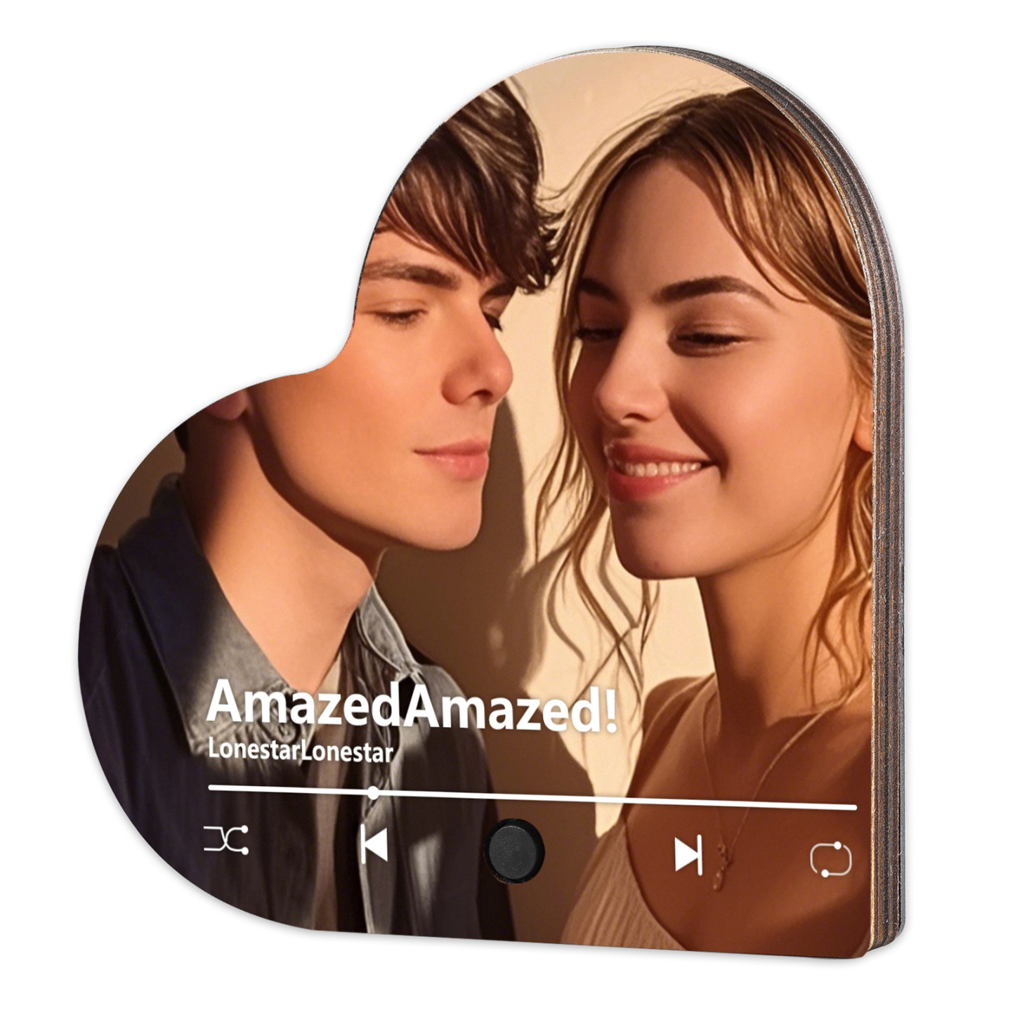 Personalised Music Player with Photo Heart Shaped Custom Fridge Magnet Gift for Couple