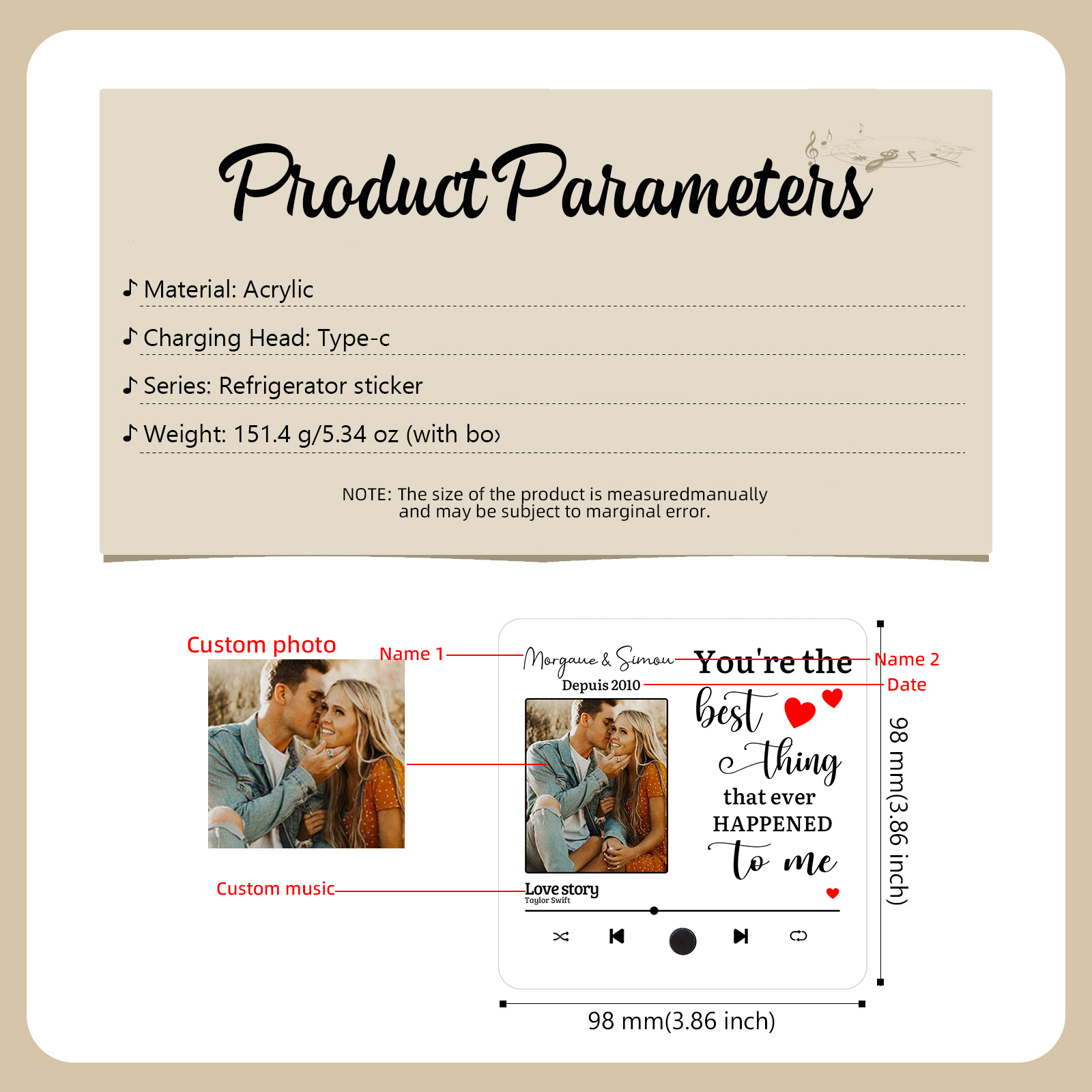 Personalised Music Fridge Magnets You are the Best Thing That Ever Happened to Me Gift for Couples