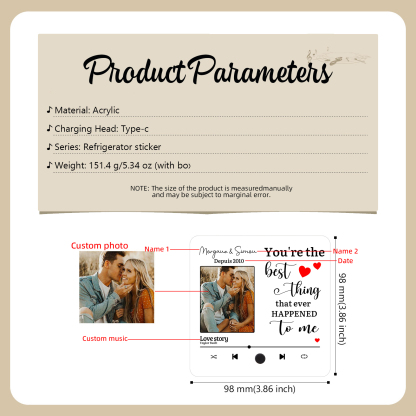 Personalised Music Fridge Magnets You are the Best Thing That Ever Happened to Me Gift for Couples