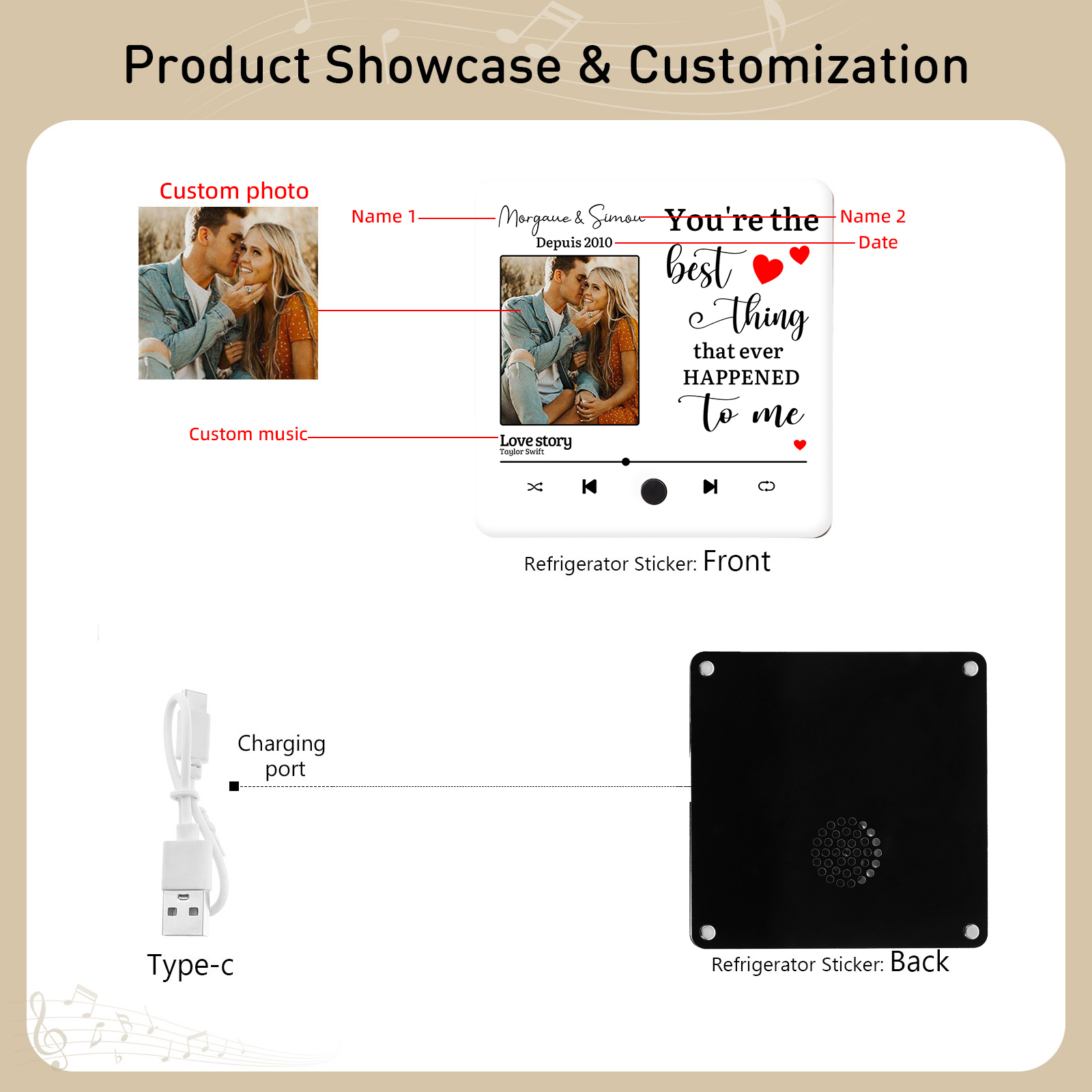 Personalised Music Fridge Magnets You are the Best Thing That Ever Happened to Me Gift for Couples