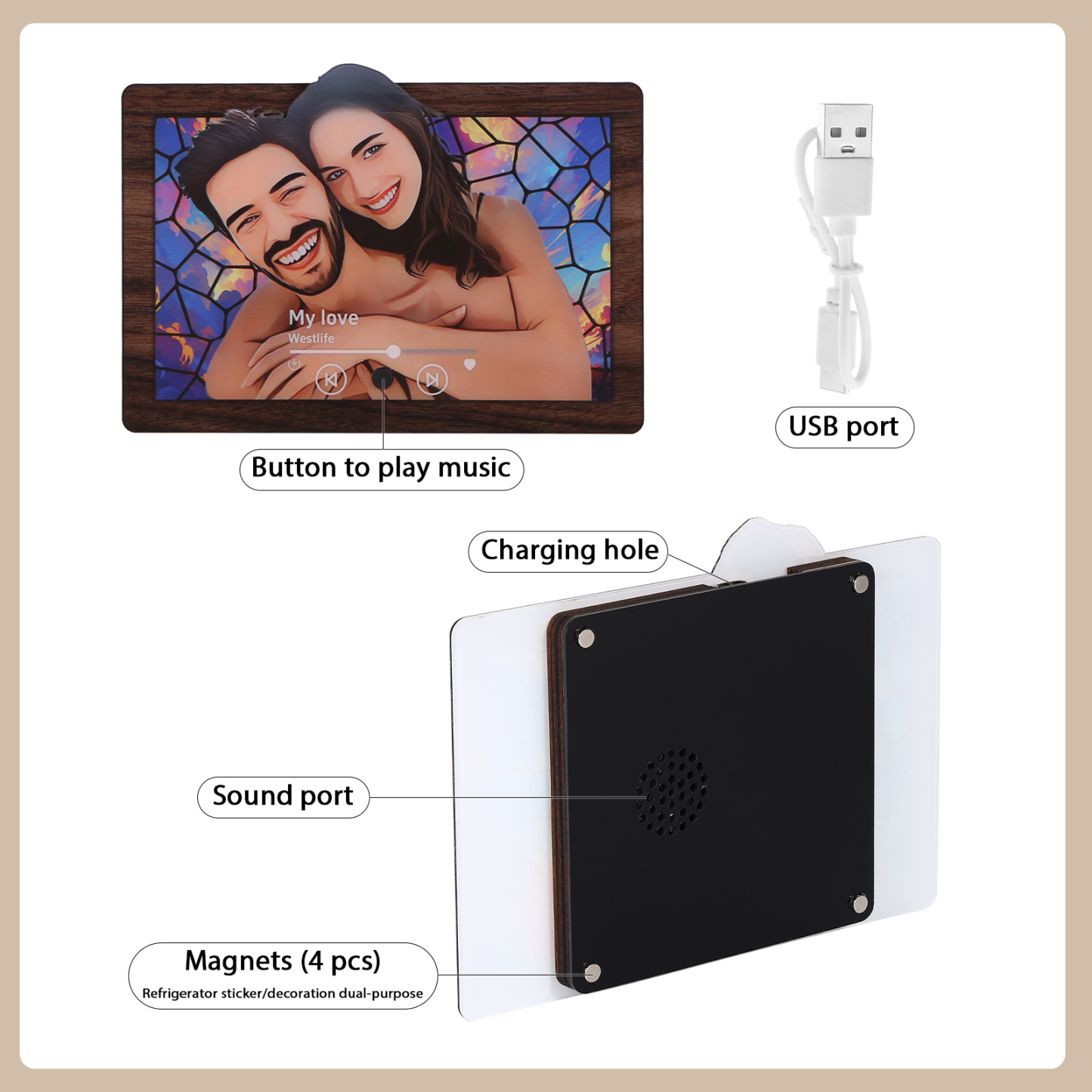 Personalised Cartoon Fridge Magnet with Music Unique Valentine’s Day Gift for Couple