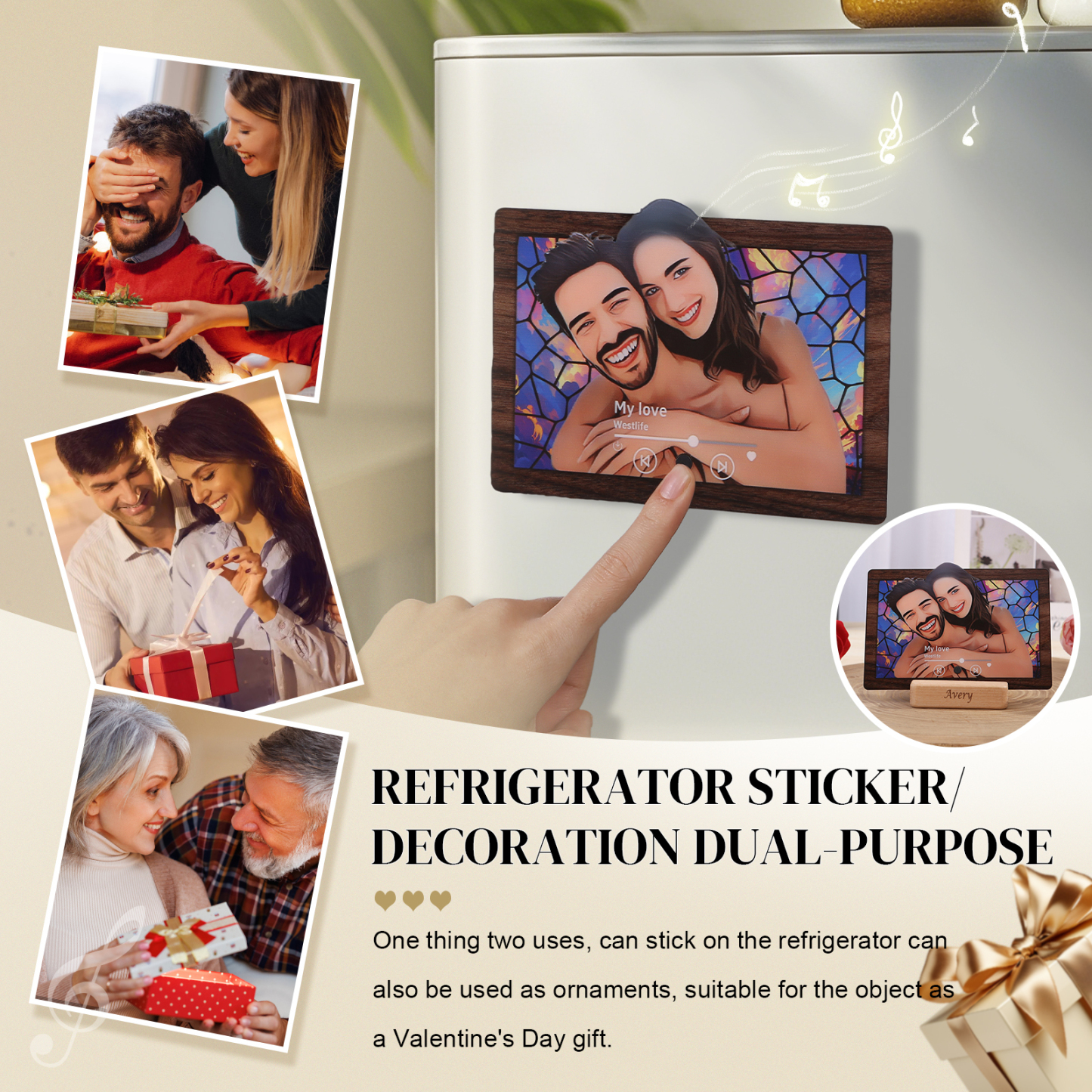 Personalised Cartoon Fridge Magnet with Music Unique Valentine’s Day Gift for Couple