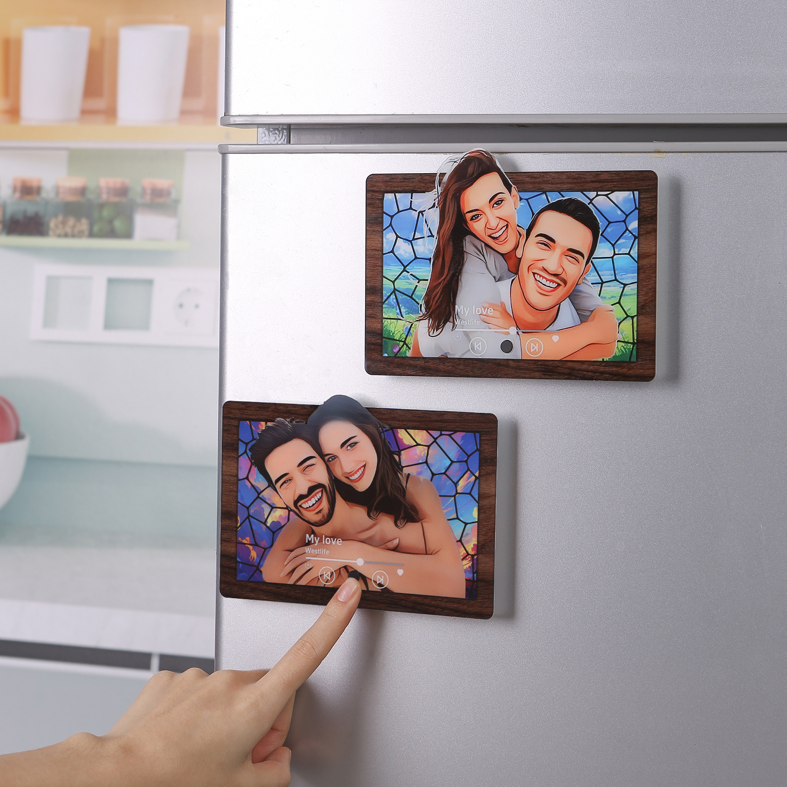 Personalised Cartoon Fridge Magnet with Music Unique Valentine’s Day Gift for Couple
