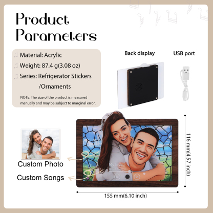 Personalised Cartoon Fridge Magnet with Music Unique Valentine’s Day Gift for Couple