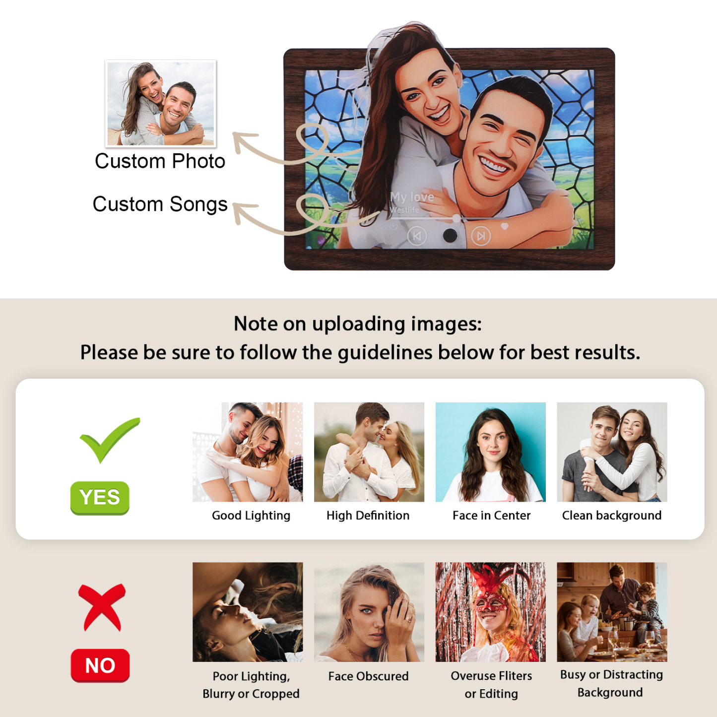 Personalised Cartoon Fridge Magnet with Music Unique Valentine’s Day Gift for Couple