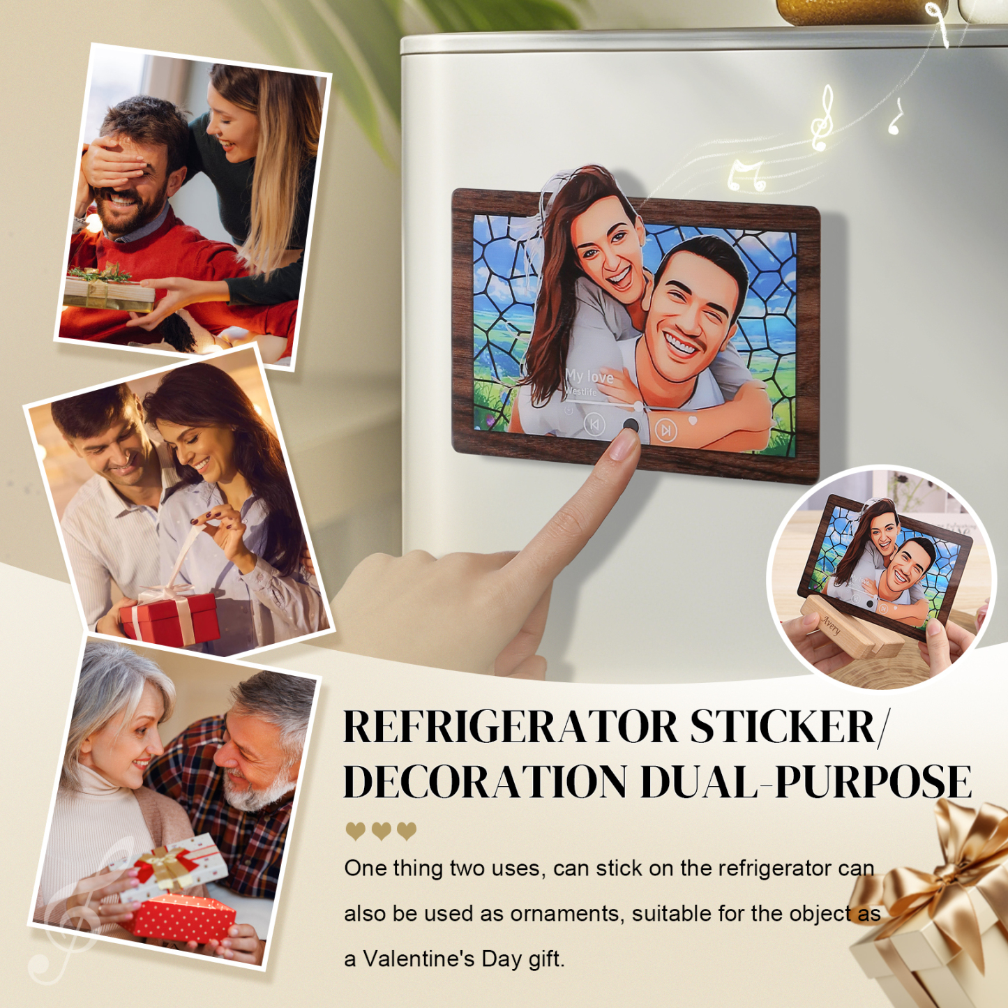 Personalised Cartoon Fridge Magnet with Music Unique Valentine’s Day Gift for Couple