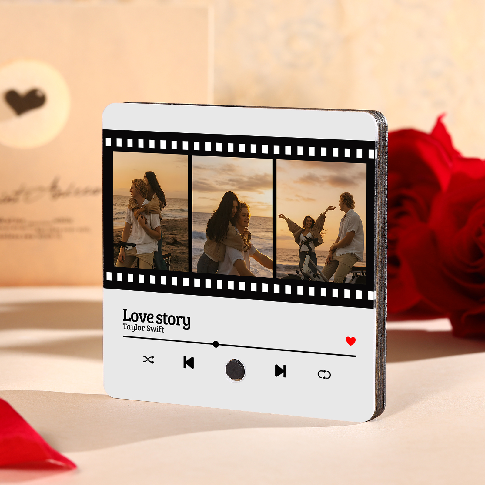 Personalised Photo Fridge Magnet Custom 3 Photos with Music Romantic Valentine's Day Gift for Couples | Jessemde