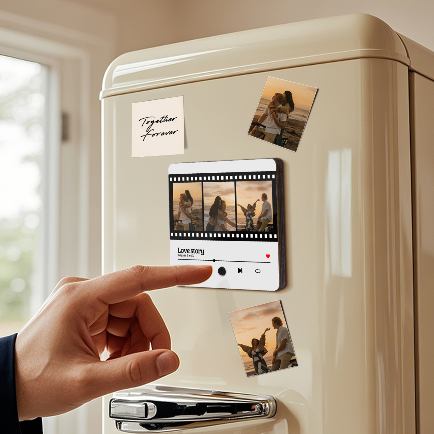 Personalised Photo Fridge Magnet Custom 3 Photos with Music Romantic Valentine's Day Gift for Couples | Jessemde