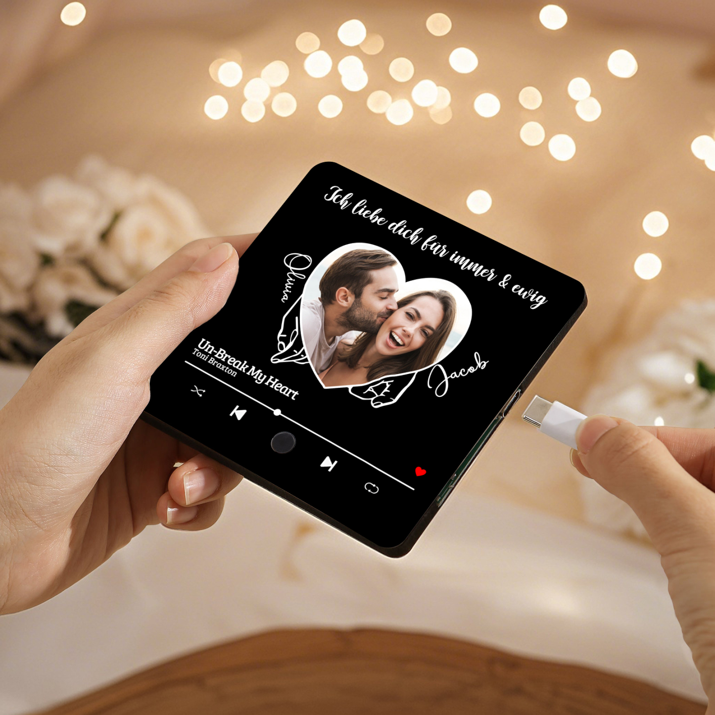 Personalised Music Fridge Magnets Custom Song Photo Names Text Gift for Couples