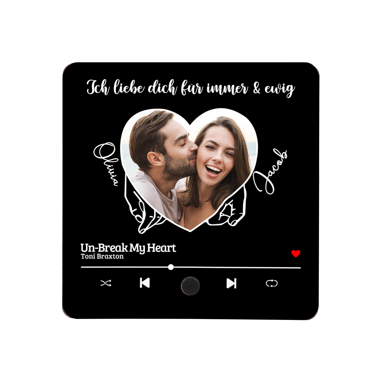 Personalised Music Fridge Magnets Custom Song Photo Names Text Gift for Couples