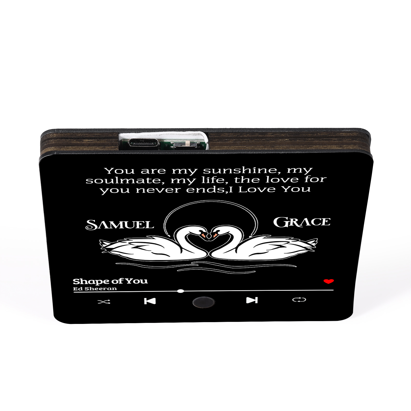 Personalised Fridge Magnet 2 Swans You are My Sunshine Romantic Music Plaque with Customised Names & Song