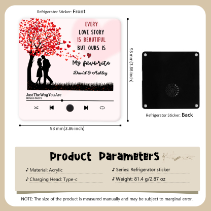 Personalised Fridge Magnet Couple Standing Under the Heart Tree Musical Valentines Day Gift