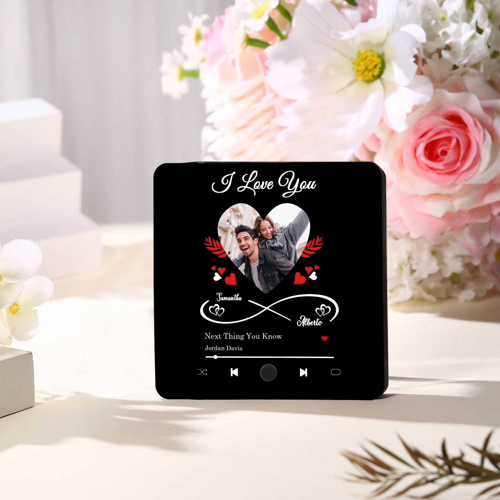 Personalised Photo Fridge Magnet Infinity and Heart Musical Valentines Day Gift