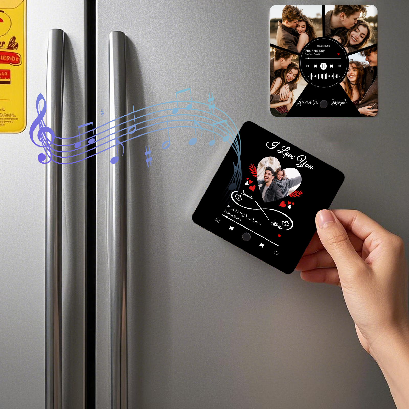 Personalised Photo Fridge Magnet Infinity and Heart Musical Valentines Day Gift